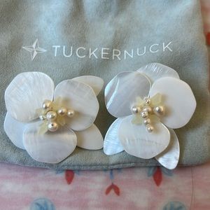 Tuckernuck White Pearl Flower Earrings